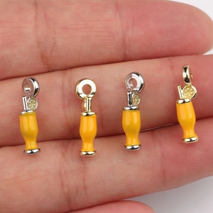 Set of four alloy lemon drink charms with colorful drip oil finish for DIY jewelry