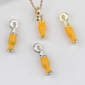 Alloy Lemon Drink Cup Enamel Pendant For DIY Jewelry Making Bracelet Necklace Earring Accessory Gold Silver Tone Charm