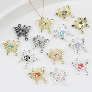 Conectores de Joyería de Aleación de Mariposa Rosa DIY Dijes Para Collar Pulsera Pendientes de Esmalte Hueco Accesorios