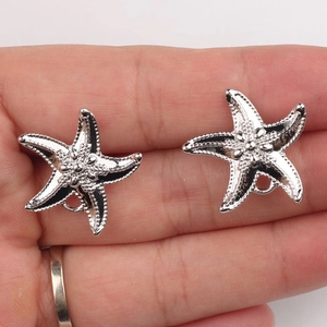 Paire de breloques étoile de mer argentées avec texture pour création de boucles
