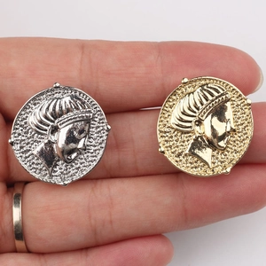 Pièces en relief romaines rétro en or et argent pour la création de bijoux DIY
