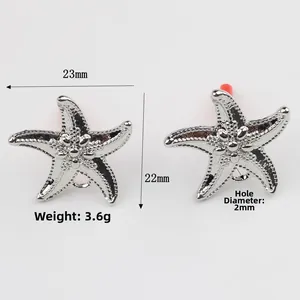 Boucles d'oreilles étoile de mer argentées avec surface texturée et anneau de suspension