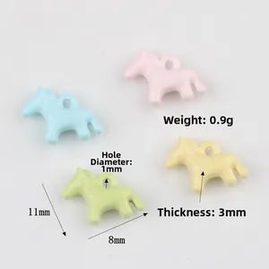 Colorful macaron pony alloy charms set in pink blue green and yellow for DIY jewelry making
