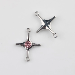 Front and back detail of silver star pendant with pink zircon for DIY jewelry making