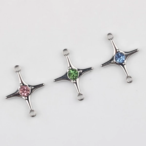 Star-shaped alloy connectors with colorful zircon stones for DIY jewelry making