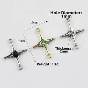 Star-shaped alloy connector pendant with zircon inlay for DIY bracelet and jewelry making