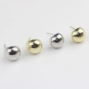 Boucles d'Oreilles Clous Boule Martelée Minimaliste Avec Tige en Argent Sterling 925 Alliage de Zinc Or Argent Bijoux Rétro