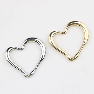 Minimalist irregular open heart charms in polished gold and silver for DIY jewelry