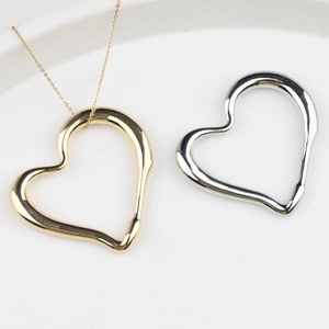 Alloy Irregular Open Heart Pendant For DIY Jewelry Making Necklace Earring Hollow Out Polished Metal Charm For Women