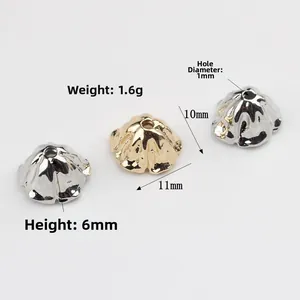 Hollow flower bead caps in gold and silver finish for DIY jewelry making 10-11mm