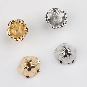Hollow metal flower spacer beads in gold and silver finish for DIY jewelry making