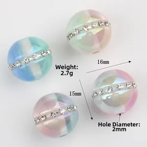 Ακρυλικές χάντρες AB 16mm με στρας για DIY δημιουργία κοσμημάτων και χειροτεχνία