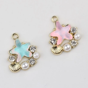 Zeester bedeltjes met hars parels en strassteentjes voor DIY sieraden maken set