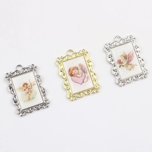 Vintage European angel charms with ornate frames for DIY necklaces and bracelets