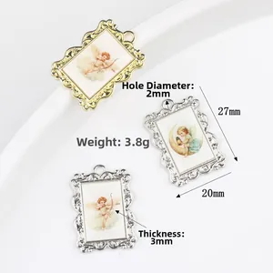 Baroque style angel relief pendant in vintage alloy for DIY jewelry necklaces