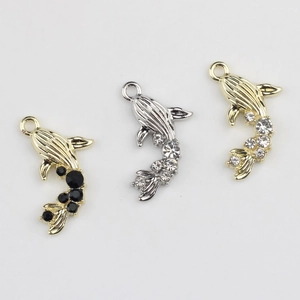 Minimalist mermaid fish pendants with sparkling cubic zirconia in gold and silver plating