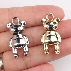Minimalist bear pendant DIY charms in gold and silver finish for jewelry making