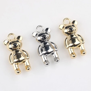 3D minimalist bear pendants in gold and silver finish for DIY jewelry making
