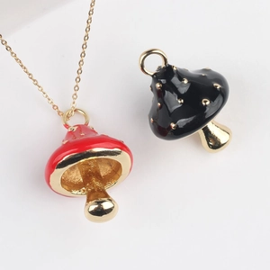 DIY Alloy Enamel Mushroom Pendants For Jewelry Making Handmade Necklace Bracelet Earrings Cute Cartoon Mushroom Charms Accessories