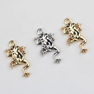 Jump frog charm pendant in gold and silver finish for DIY jewelry necklaces earrings