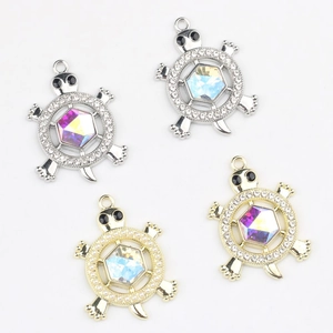 Lot de pendentifs tortue avec cristaux colorés et strass pour création de bijoux DIY
