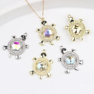 Pendentif Tortue en Alliage Avec Strass en Zircon Et Fausse Künstliche Perle Série Océan DIY Accessoires de Bijoux Collier Bracelet
