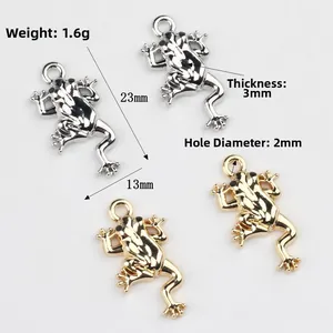 Minimalist alloy frog pendants for DIY jewelry making in gold and silver finishes