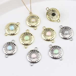 Legierung Kreisförmig Sonnenblume Schmuckverbinder Anhänger Mit Künstliche Perle Harz Für DIY Halskette Armband Herstellung Zubehör Damen Herren