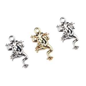 Minimalist alloy frog pendants in gold and silver finish for DIY jewelry making