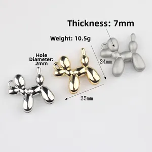 Balloon dog pendants in gold and silver finishes for DIY jewelry making and crafts