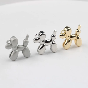 Three-color metal balloon dog pendants for DIY jewelry in gold, silver, and matte silver