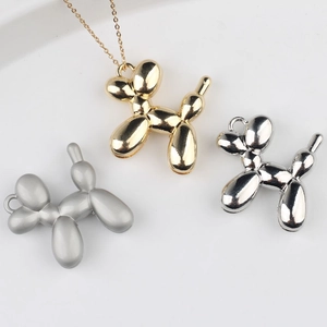 Minimalist Alloy 3D Balloon Dog Pendants For DIY Jewelry Making Necklace Bracelet Mirror Gold Silver Accessories