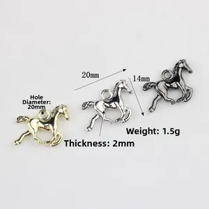 Minimalist alloy pony pendants in gold, silver and black for DIY jewelry making