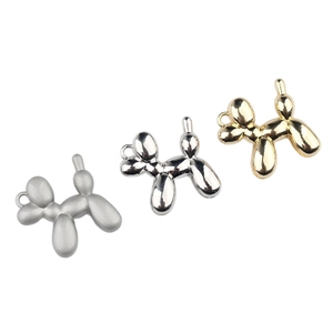 Three balloon dog alloy pendants in gold silver and matte gray for DIY jewelry making