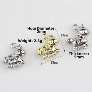 Pendentifs licorne en alliage or et argent, taille 13x13mm pour création de bijoux DIY