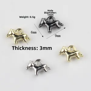 Mini alloy horse pendant 9x6mm charm for DIY jewelry making in various metallic finishes