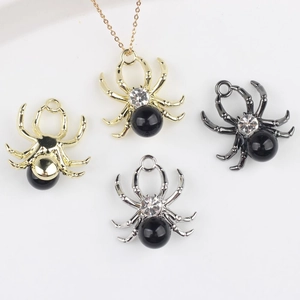 Legierung Spinne Anhänger Gothic Strass Harz Perle Insekt Charm Für DIY Halskette Armband Halloween Schmuckherstellung Zubehör