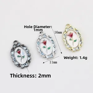 Oval rose charms in three metallic finishes for DIY bracelets and necklaces jewelry making