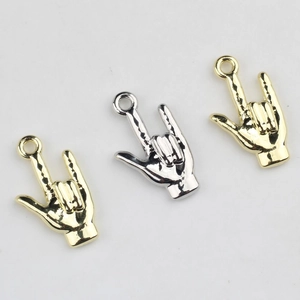 Minimalist alloy peace gesture pendants in gold and silver plating for DIY jewelry making