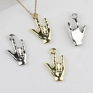 Zinc Alloy Victory Hand Gesture Pendant For DIY Necklace Bracelet Earring Making Minimalist Gold Silver Charms Accessory