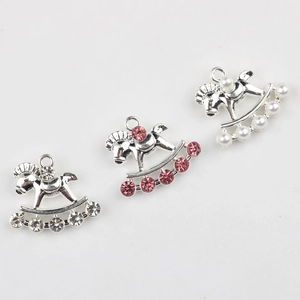 Ensemble de pendentifs cheval à bascule en alliage avec strass et perles pour bijoux DIY
