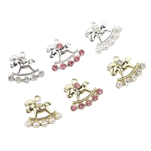 Pendentifs cheval à bascule avec perles et zircons pour création de bijoux DIY