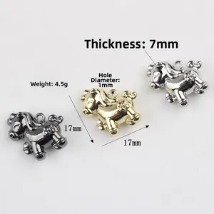 Three-piece set of small horse alloy pendants in gold silver and black for DIY jewelry making