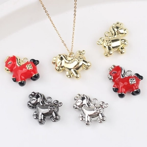 Zinc Alloy Cartoon Pony Charm For DIY Jewelry Making Cute Horse Animal Enamel Pendant For Necklace Bracelet Accessory