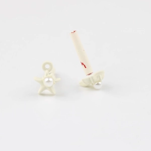 Star-shaped off-white alloy earring parts with faux pearl inlay and hanging loop detail