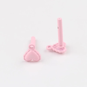 Pink matte heart-shaped alloy earring posts with wavy edges for DIY jewelry making