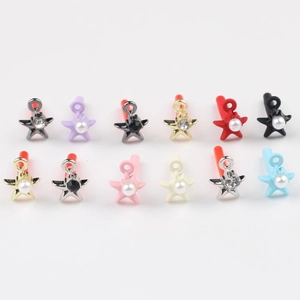 DIY Alloy Star Earring Findings With Stainless Steel Earring Post Zirconia Artificial Pearl Inlaid Star Stud Making Accessories