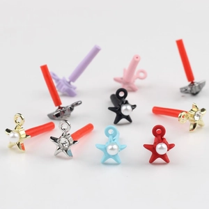 Colorful star-shaped alloy ear studs with pearls and zircons for DIY jewelry making