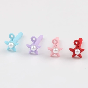 Star-shaped alloy charms with pearl inlay in macaron colors for DIY jewelry making