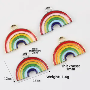 Ciondoli a cuore in smalto arcobaleno per creazione gioielli fai da te con strisce colorate